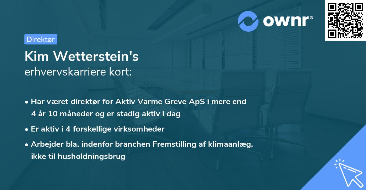 Kim Wetterstein's erhvervskarriere kort