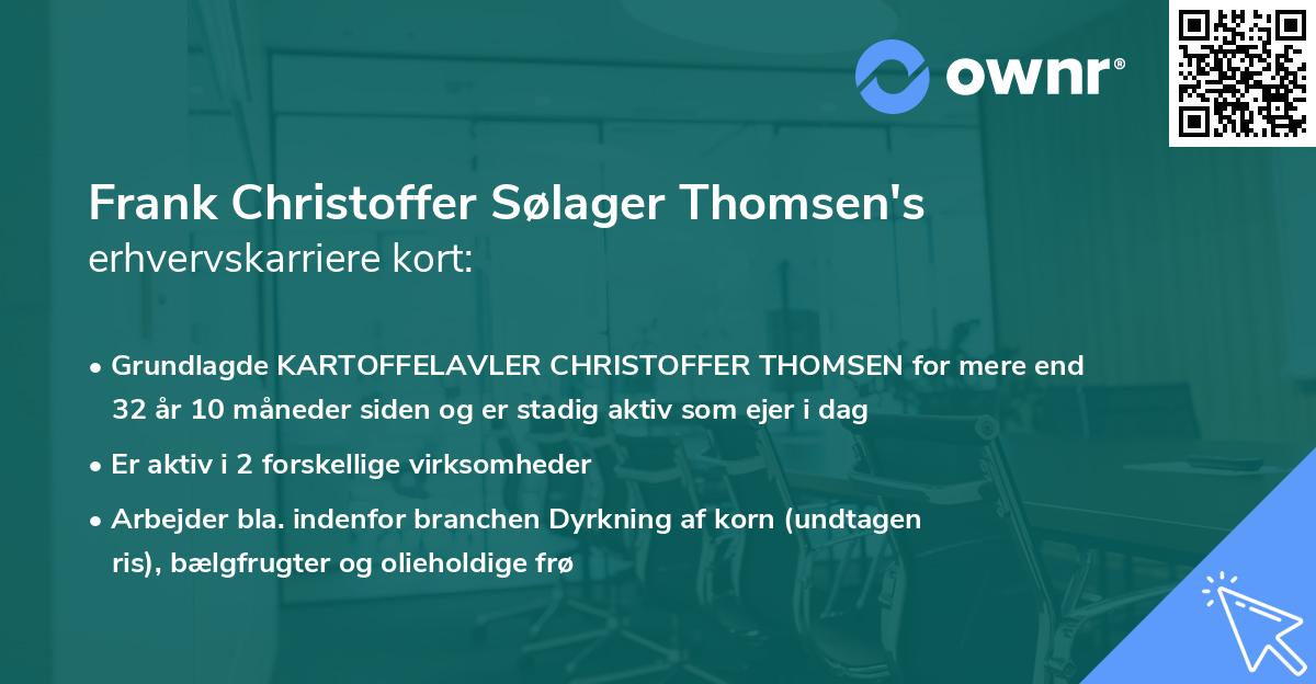 Frank Christoffer Sølager Thomsen's erhvervskarriere kort