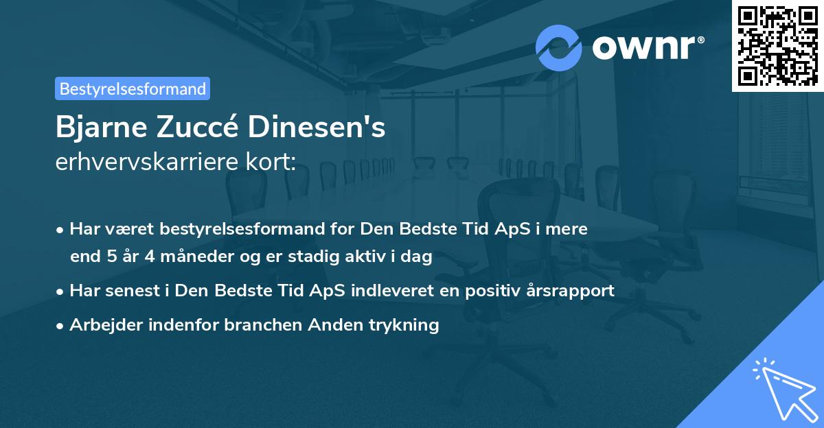 Bjarne Zuccé Dinesen's erhvervskarriere kort
