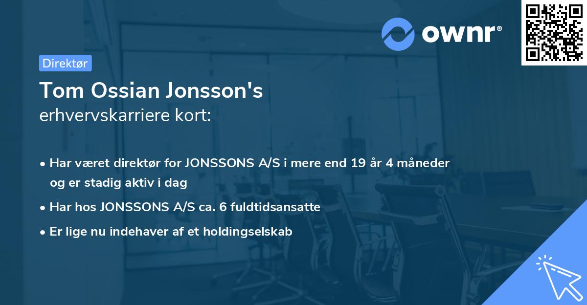 Tom Ossian Jonsson's erhvervskarriere kort