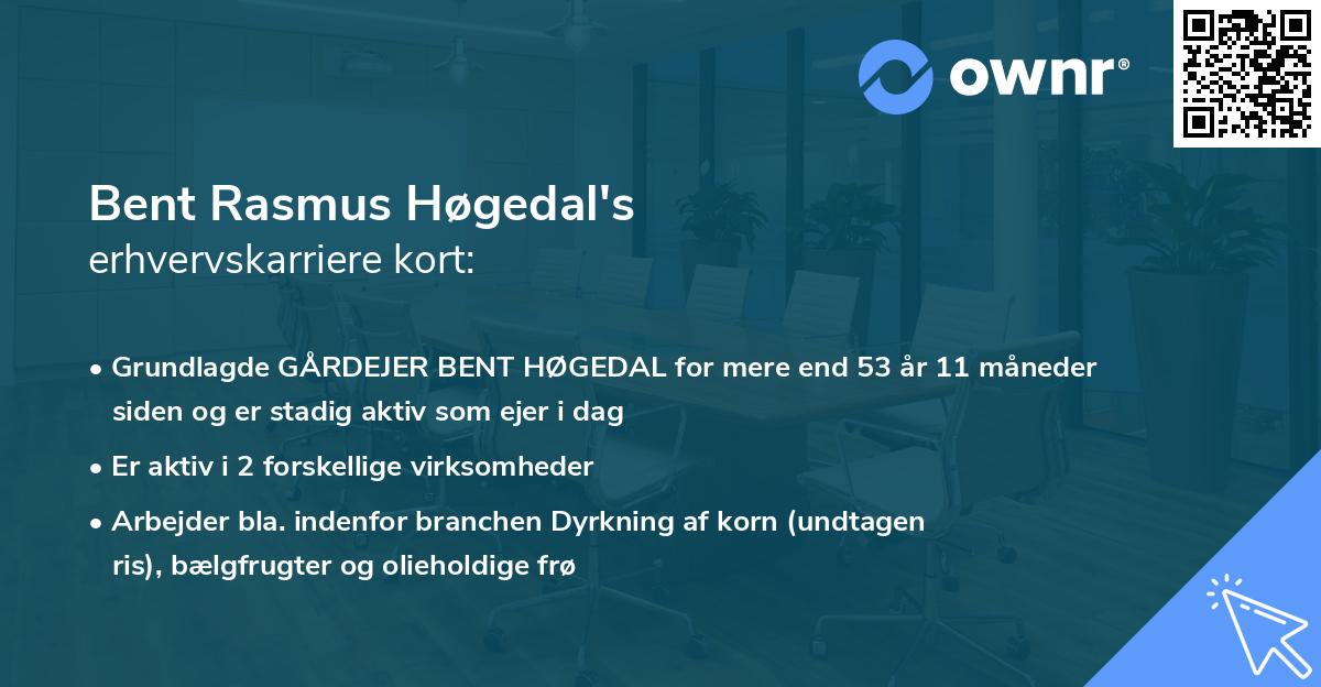 Bent Rasmus Høgedal's erhvervskarriere kort
