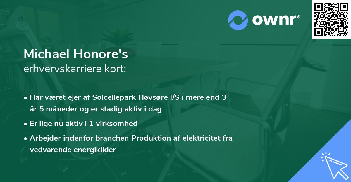 Michael Honore's erhvervskarriere kort