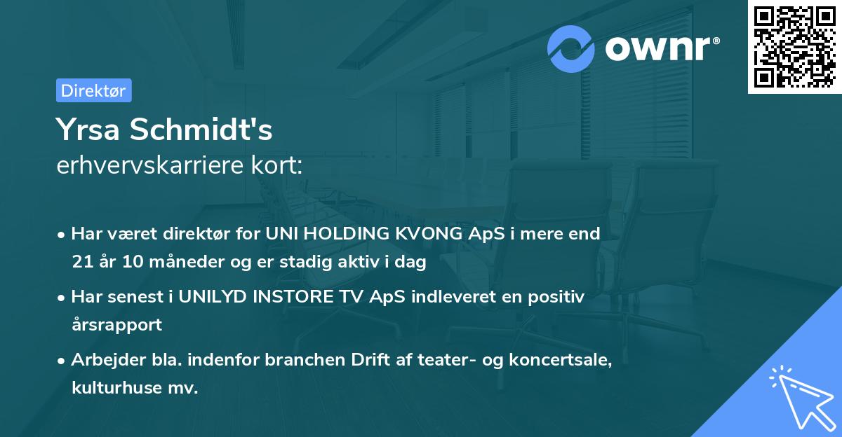 Yrsa Schmidt's erhvervskarriere kort