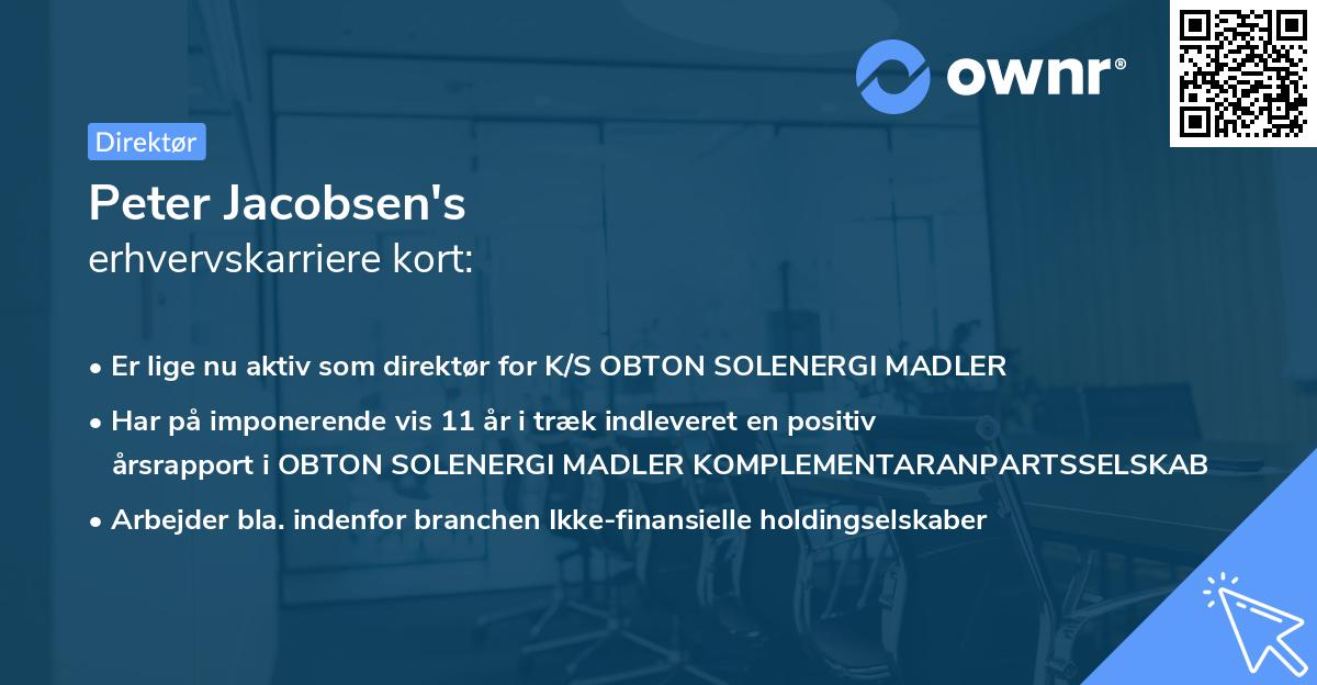 Peter Jacobsen's erhvervskarriere kort