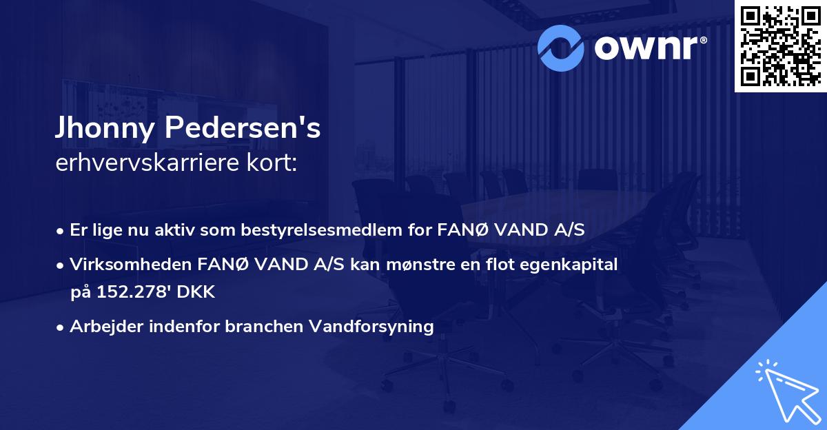 Jhonny Pedersen's erhvervskarriere kort