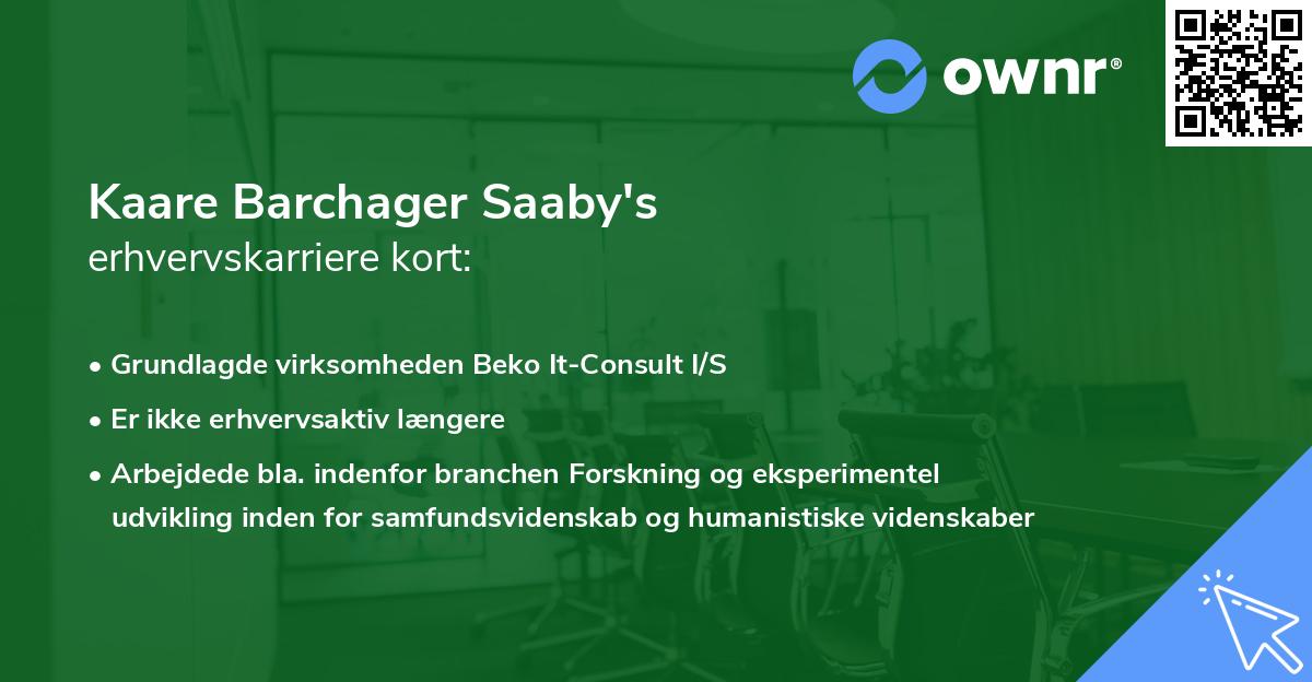 Kaare Barchager Saaby's erhvervskarriere kort