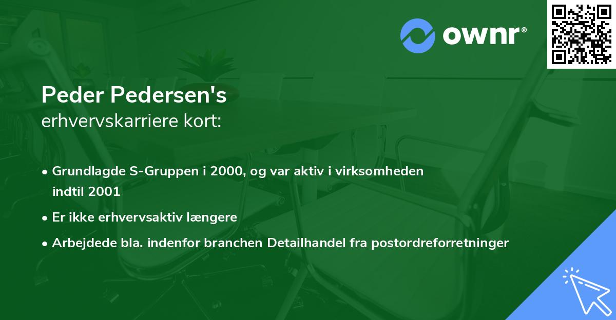 Peder Pedersen's erhvervskarriere kort