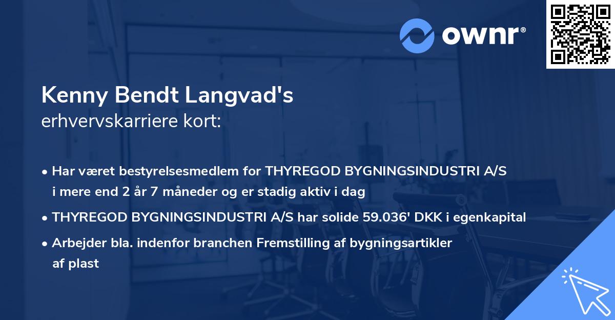 Kenny Bendt Langvad's erhvervskarriere kort