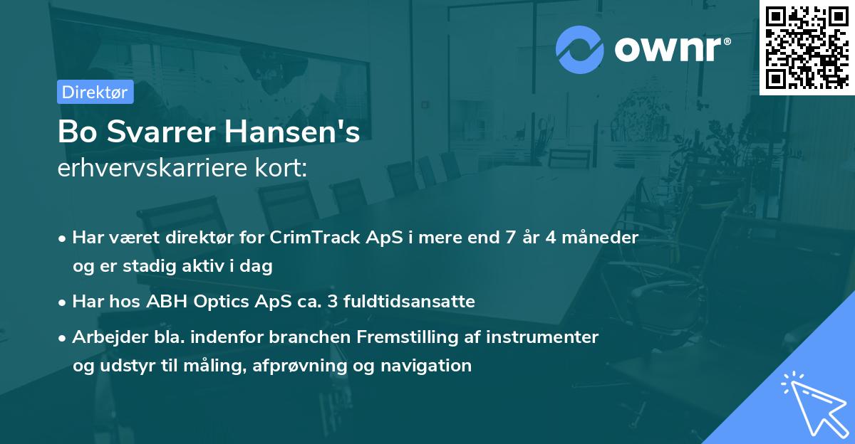 Bo Svarrer Hansen's erhvervskarriere kort