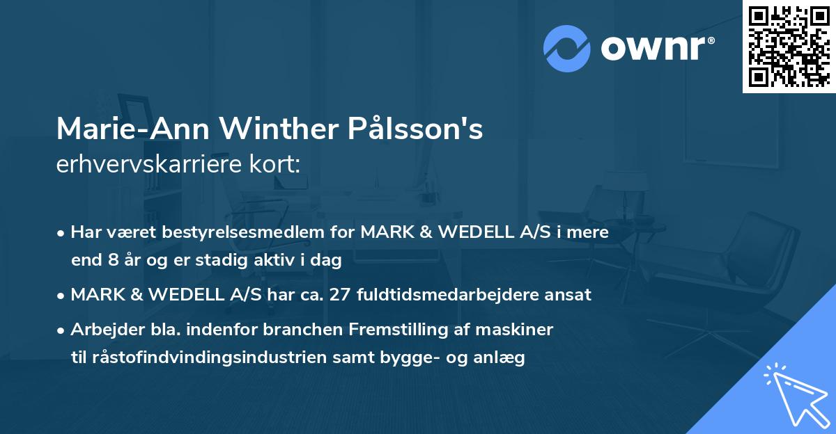 Marie-Ann Winther Pålsson's erhvervskarriere kort