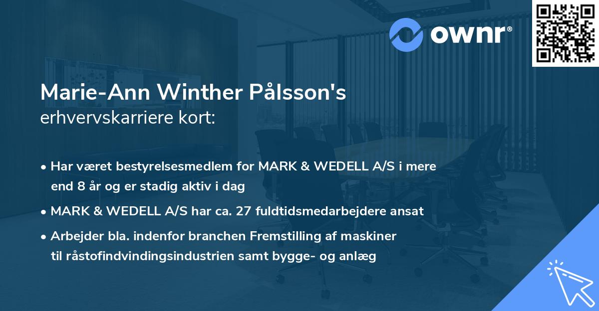 Marie-Ann Winther Pålsson's erhvervskarriere kort