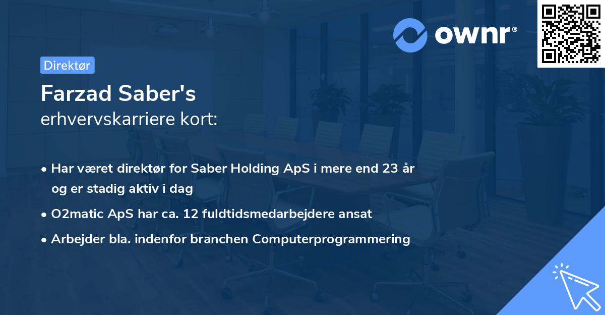 Farzad Saber's erhvervskarriere kort