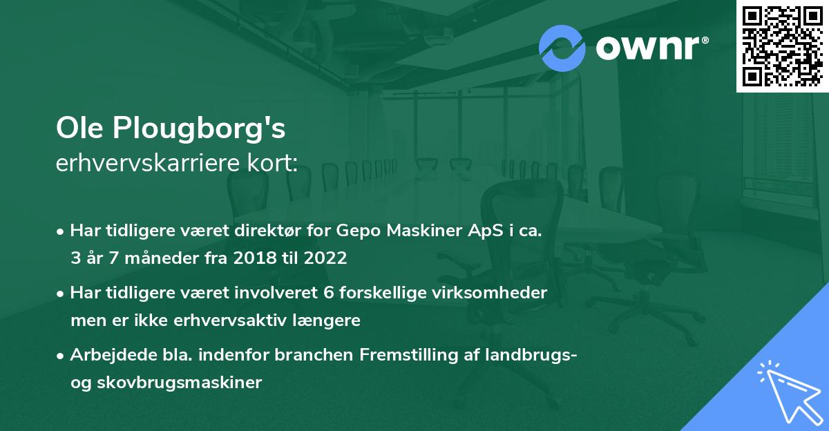 Ole Plougborg's erhvervskarriere kort