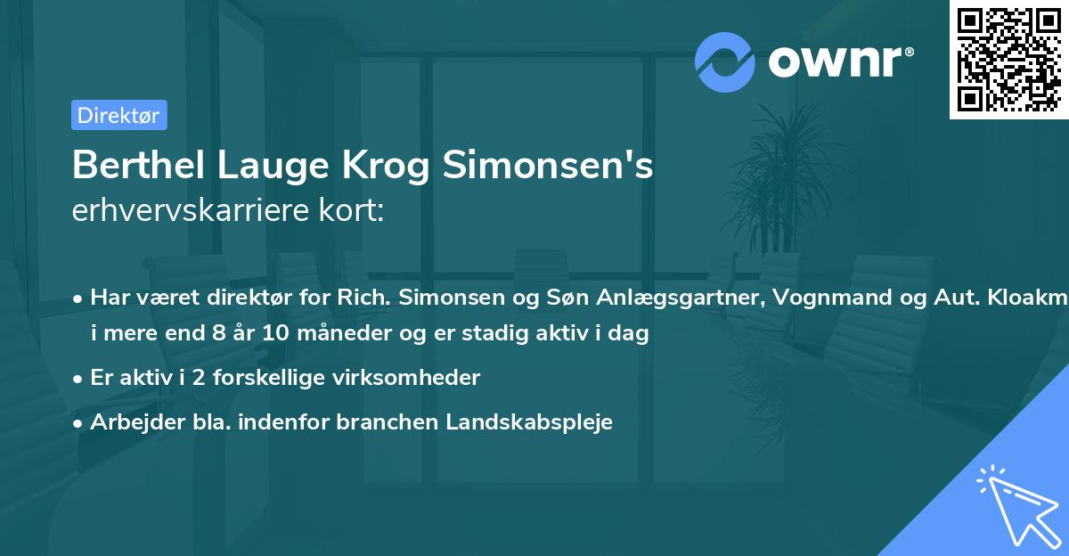 Berthel Lauge Krog Simonsen's erhvervskarriere kort