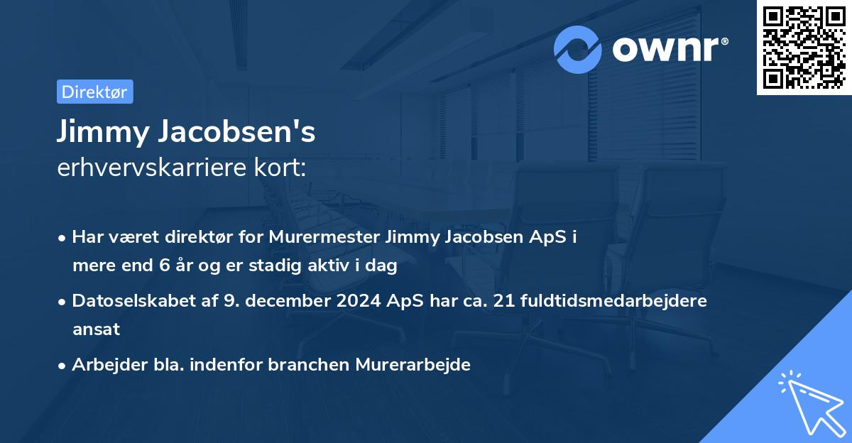 Jimmy Jacobsen's erhvervskarriere kort