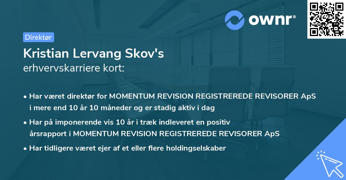 Kristian Lervang Skov's erhvervskarriere kort