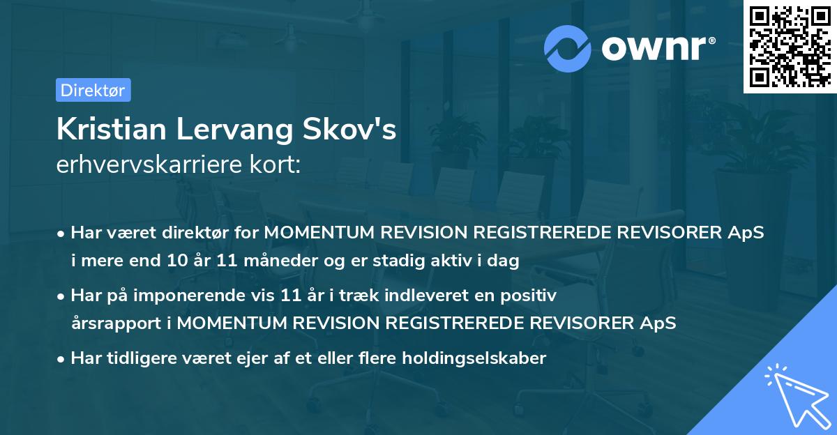 Kristian Lervang Skov's erhvervskarriere kort