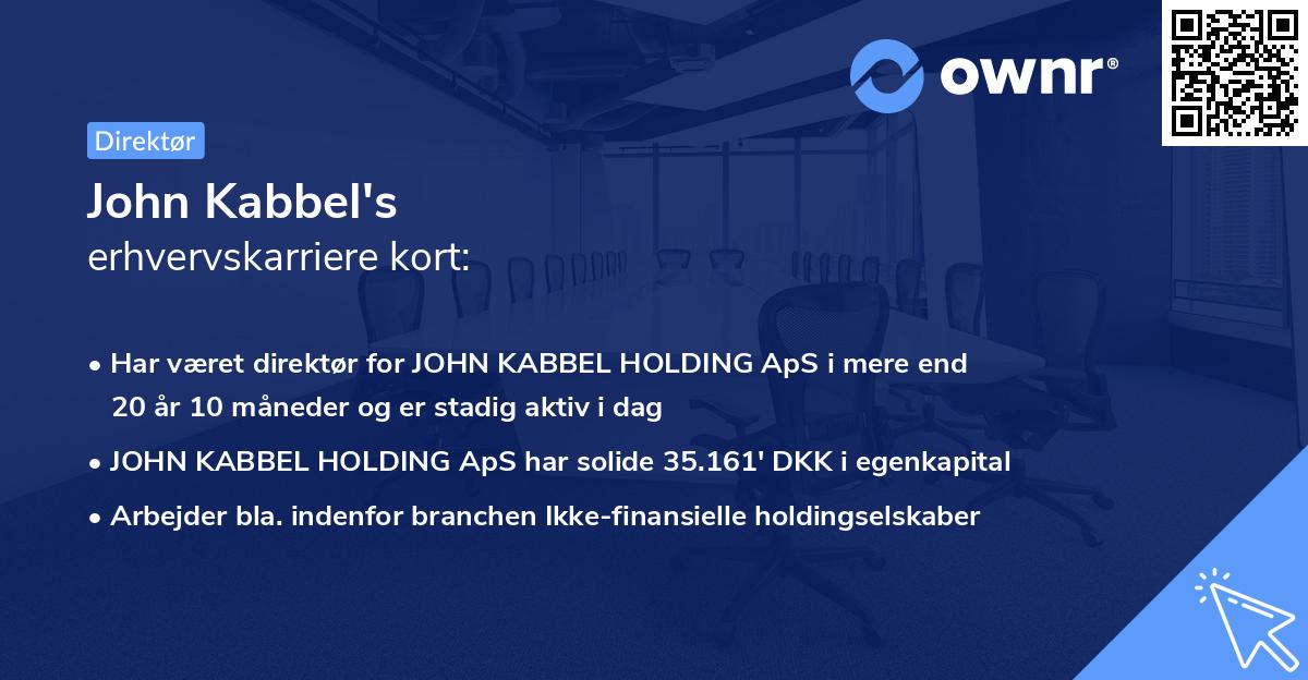 John Kabbel's erhvervskarriere kort