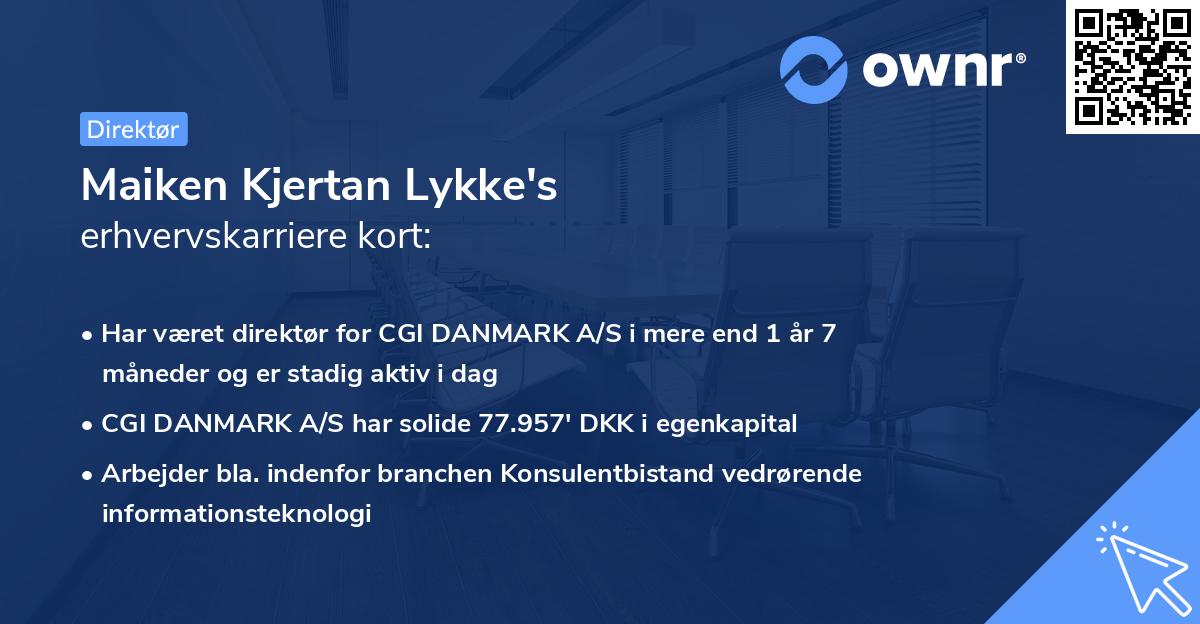 Maiken Kjertan Lykke's erhvervskarriere kort