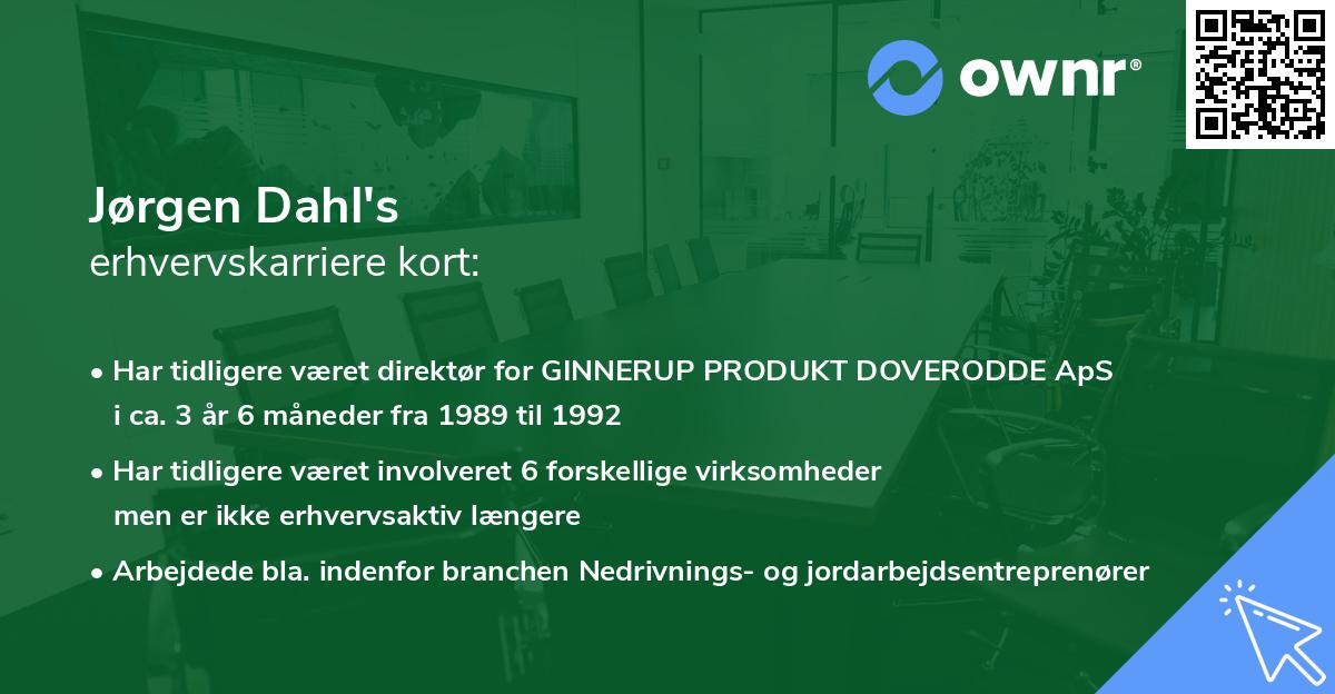 Jørgen Dahl's erhvervskarriere kort