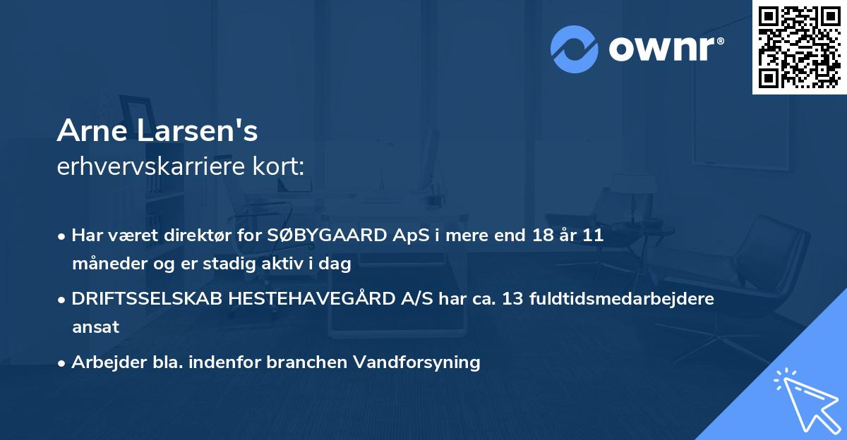 Arne Larsen's erhvervskarriere kort