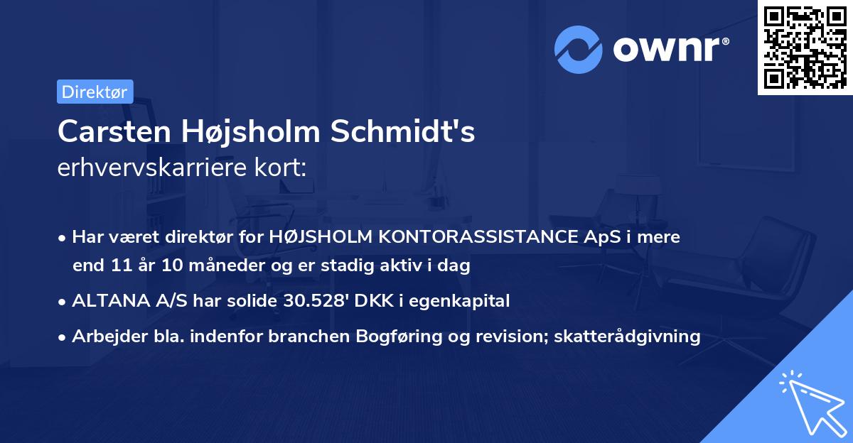 Carsten Højsholm Schmidt's erhvervskarriere kort