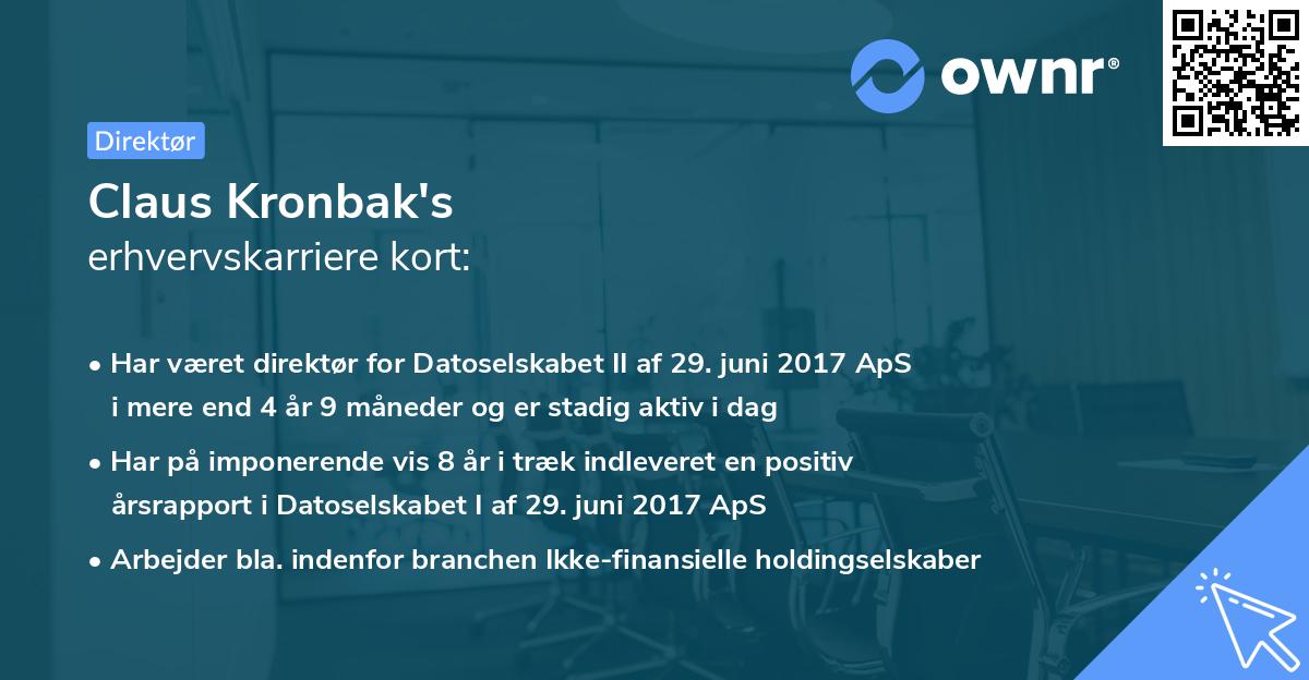 Claus Kronbak's erhvervskarriere kort