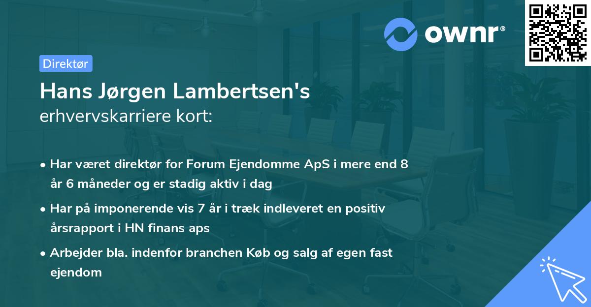 Hans Jørgen Lambertsen's erhvervskarriere kort