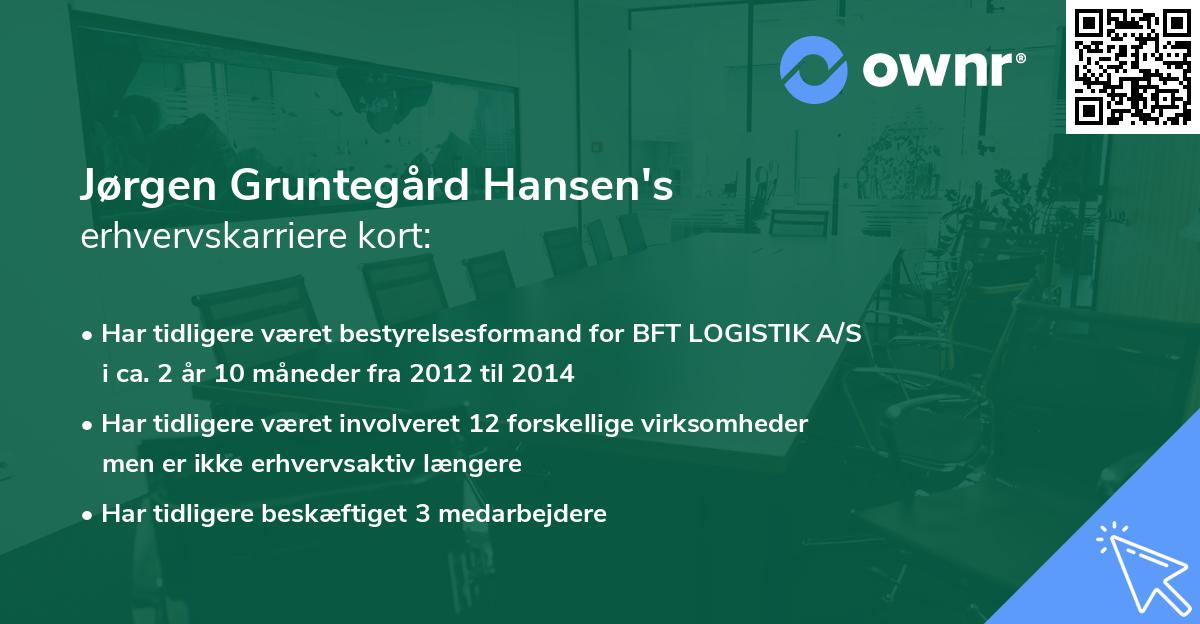 Jørgen Gruntegård Hansen's erhvervskarriere kort