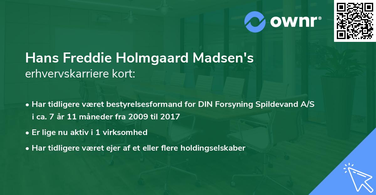 Hans Freddie Holmgaard Madsen's erhvervskarriere kort