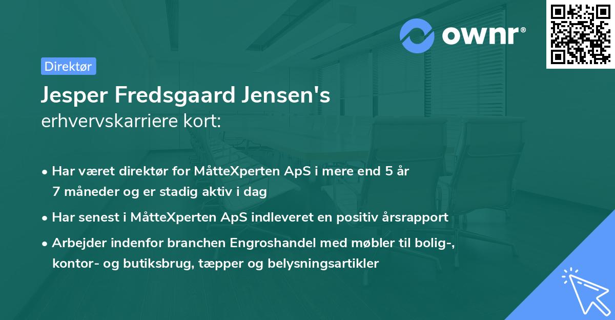Jesper Fredsgaard Jensen's erhvervskarriere kort