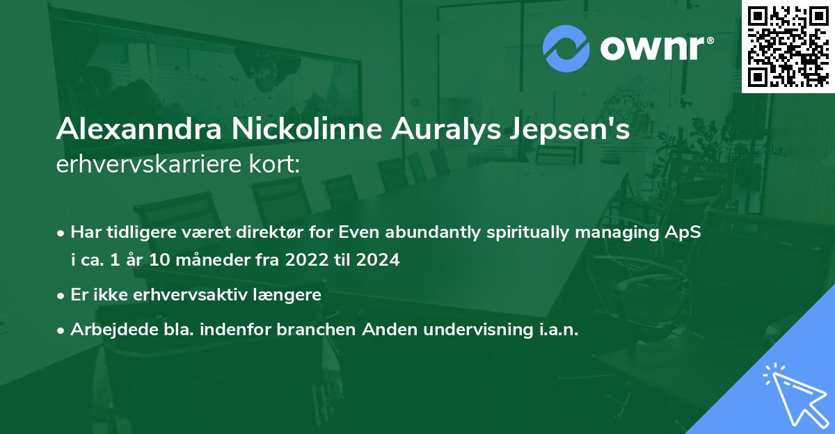 Alexanndra Nickolinne Auralys Jepsen's erhvervskarriere kort