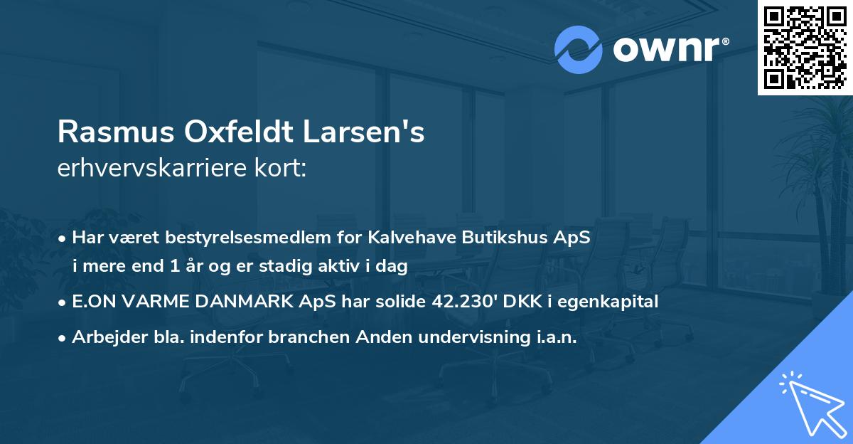 Rasmus Oxfeldt Larsen's erhvervskarriere kort