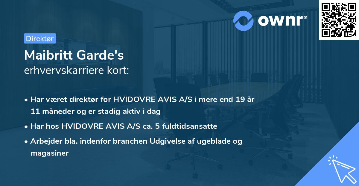 Maibritt Garde's erhvervskarriere kort