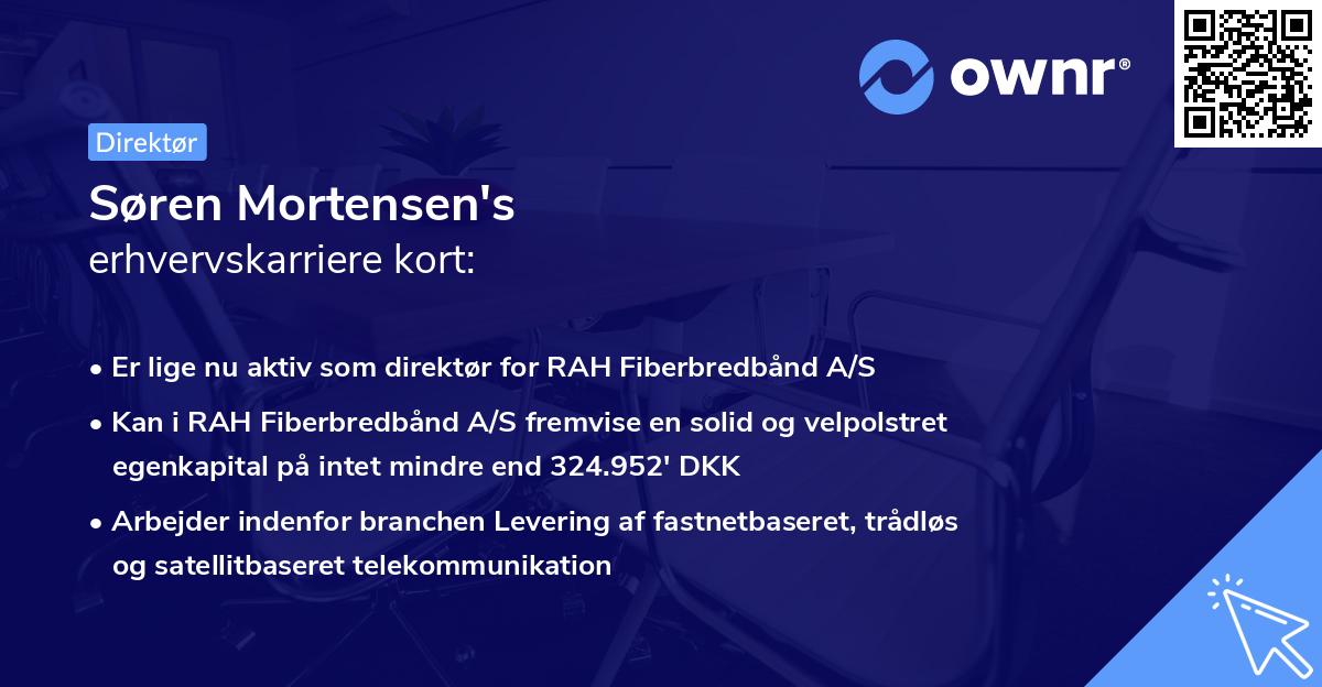 Søren Mortensen's erhvervskarriere kort