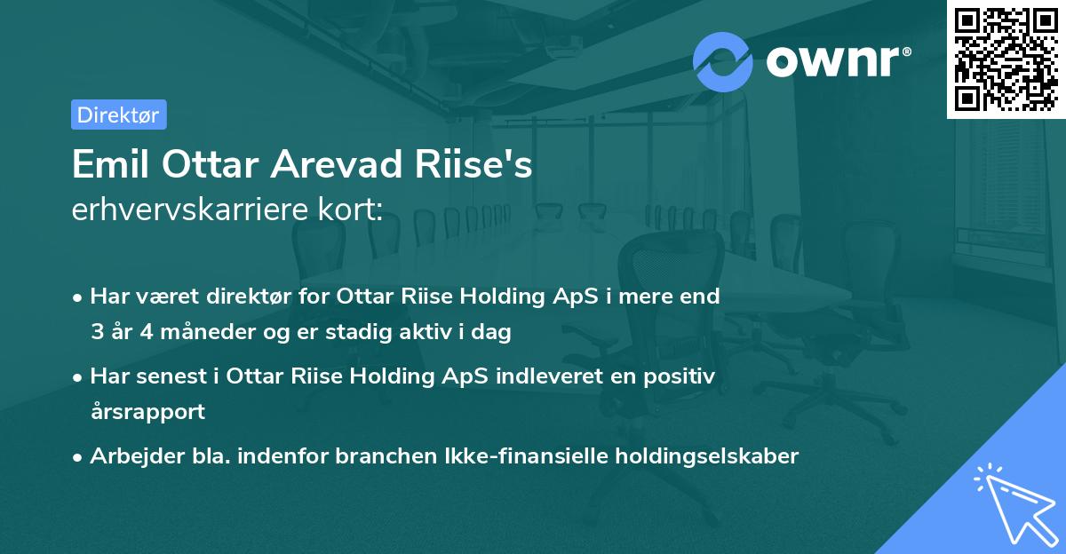 Emil Ottar Arevad Riise's erhvervskarriere kort