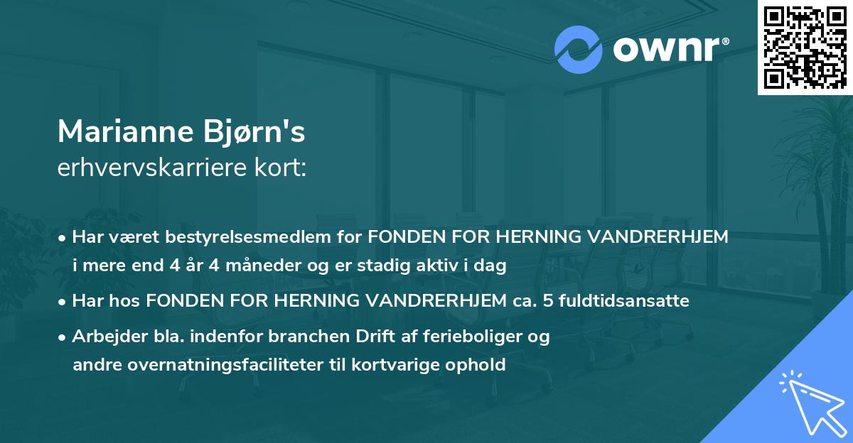 Marianne Bjørn's erhvervskarriere kort