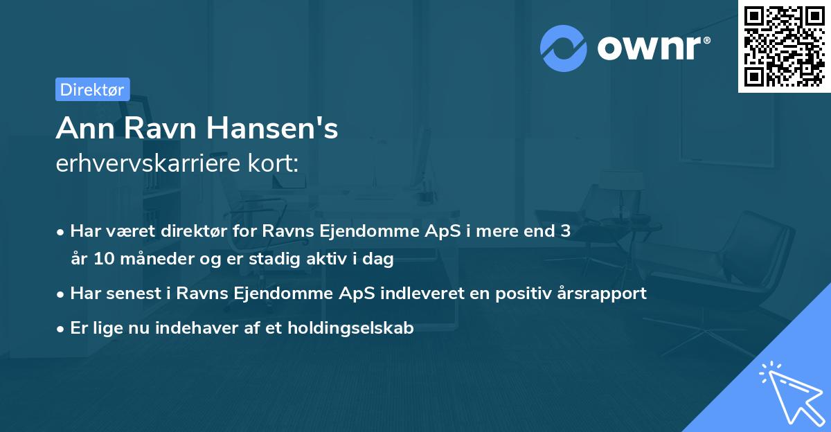 Ann Ravn Hansen's erhvervskarriere kort