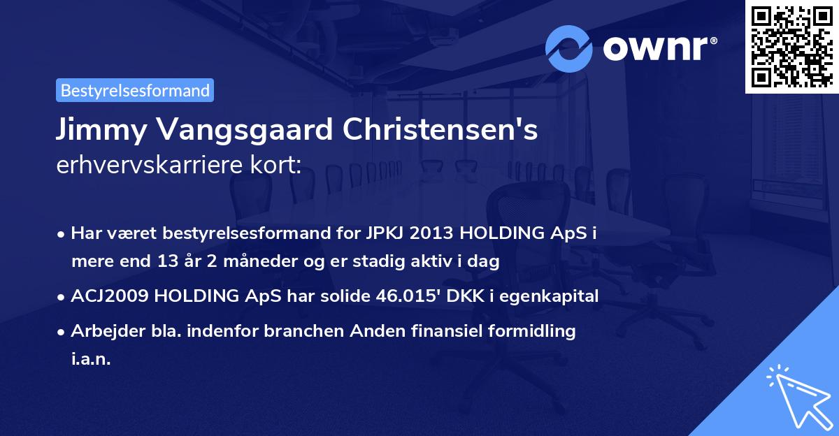 Jimmy Vangsgaard Christensen's erhvervskarriere kort