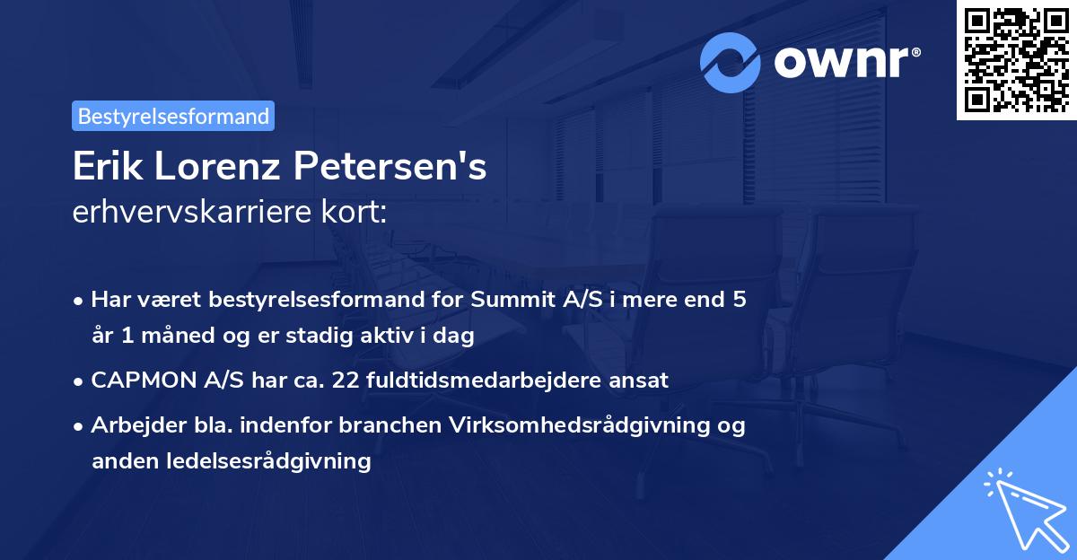 Erik Lorenz Petersen's erhvervskarriere kort
