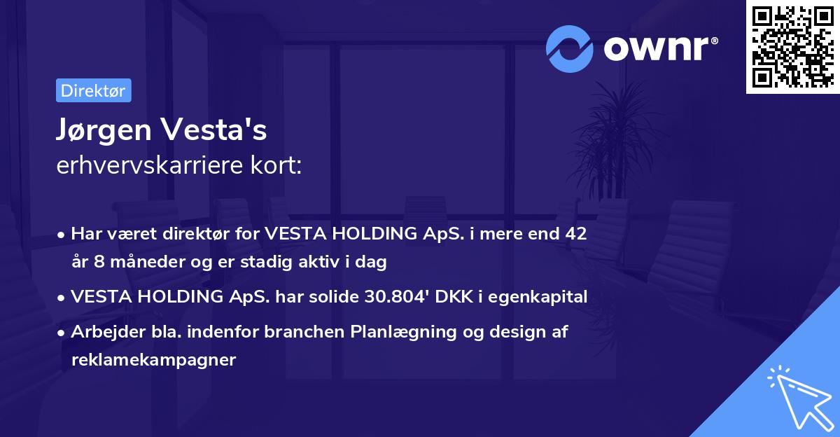 Jørgen Vesta's erhvervskarriere kort
