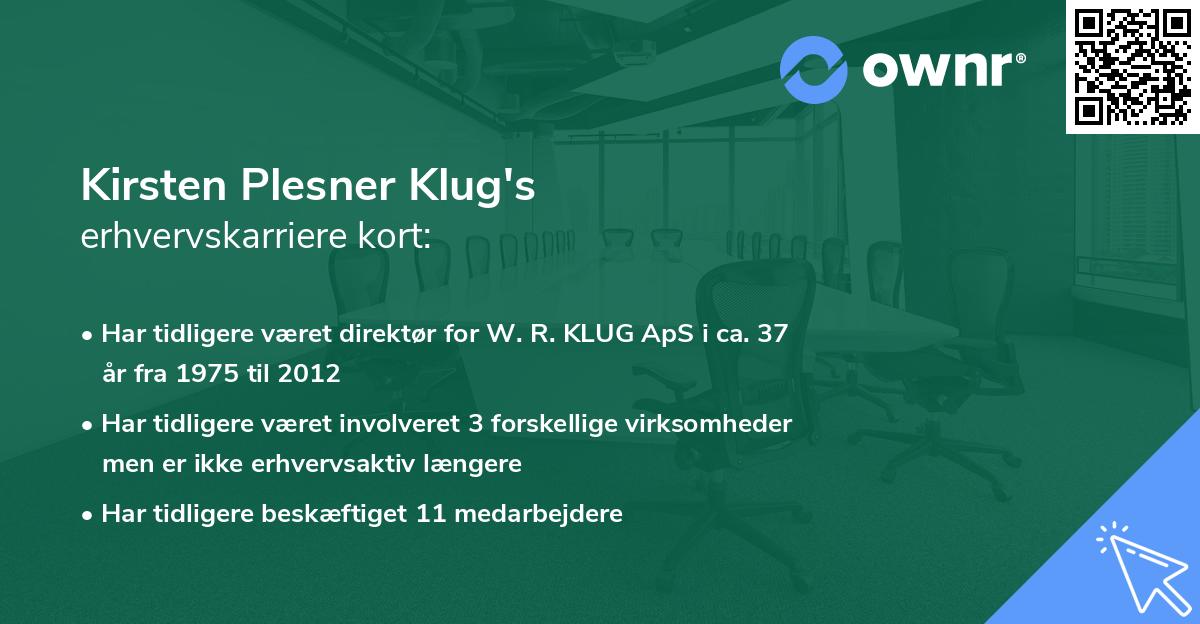 Kirsten Plesner Klug's erhvervskarriere kort