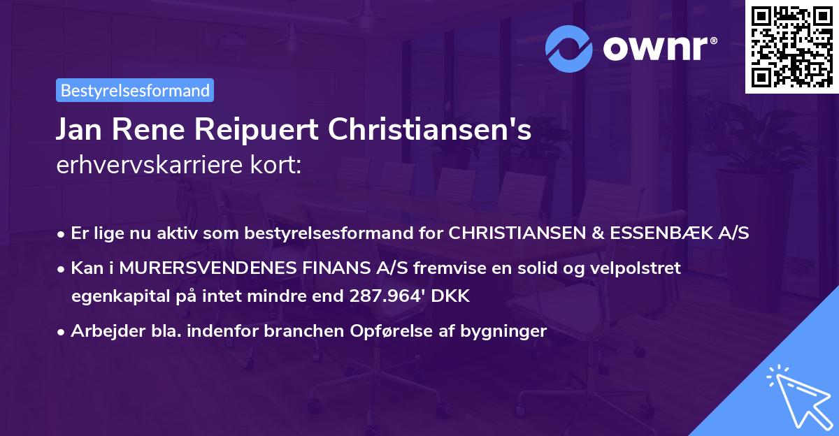 Jan Rene Reipuert Christiansen's erhvervskarriere kort
