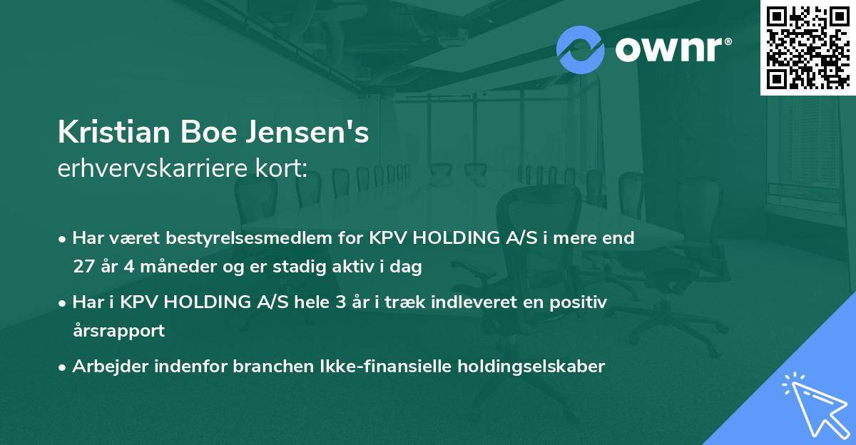 Kristian Boe Jensen's erhvervskarriere kort