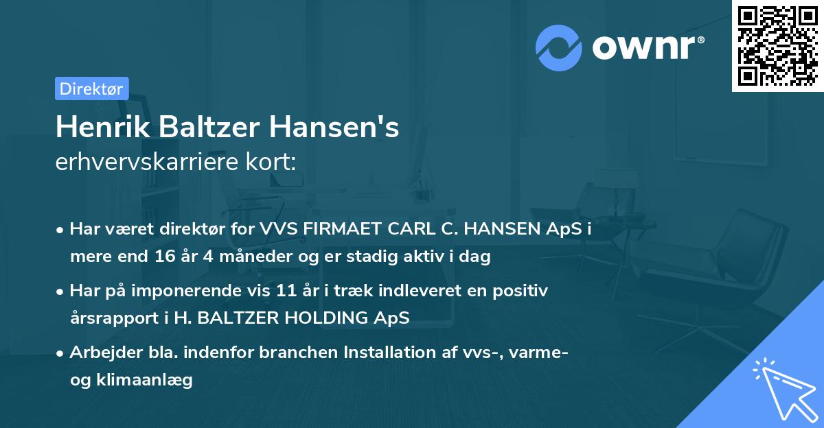 Henrik Baltzer Hansen's erhvervskarriere kort