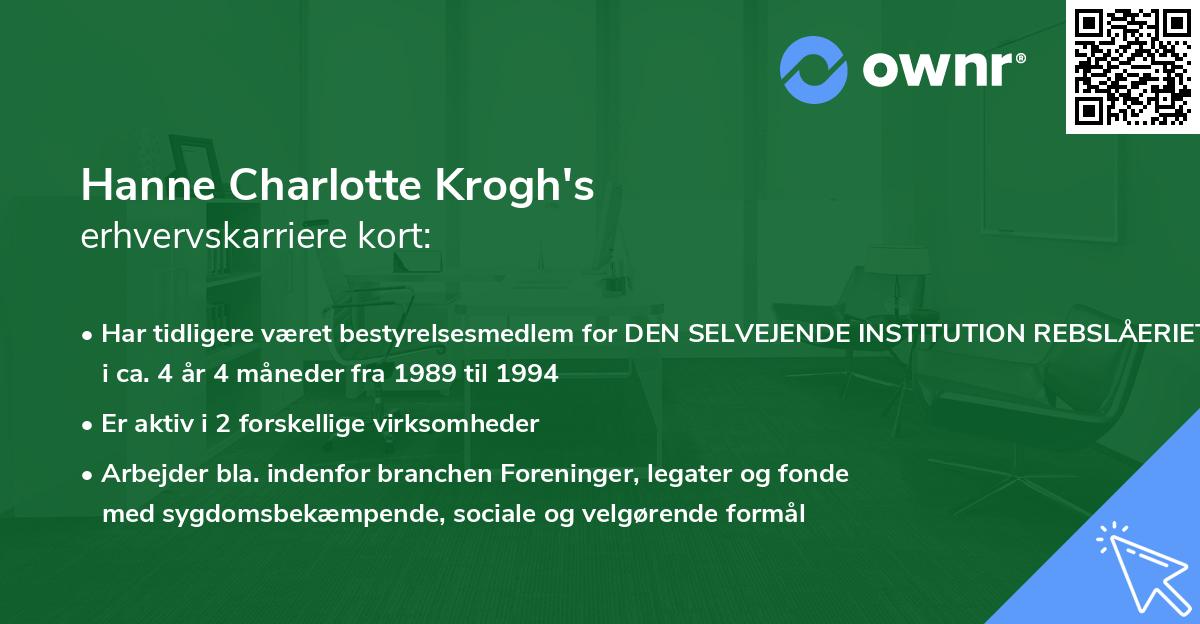 Hanne Charlotte Krogh's erhvervskarriere kort