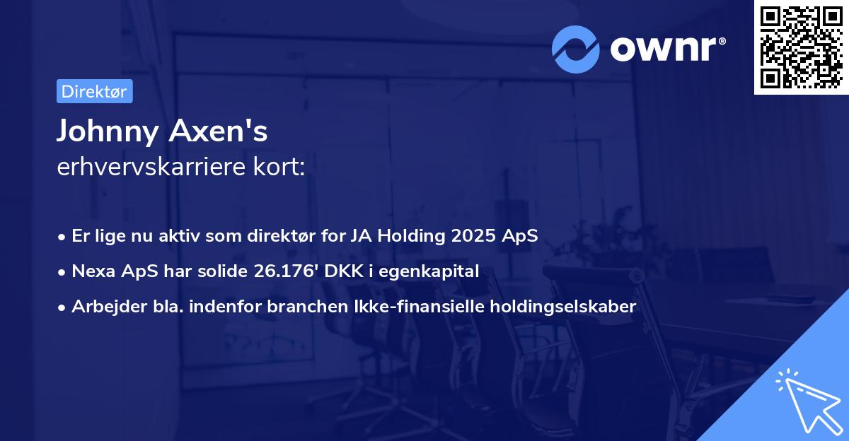 Johnny Axen's erhvervskarriere kort