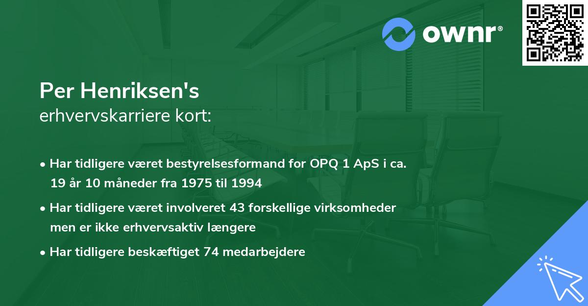 Per Henriksen's erhvervskarriere kort