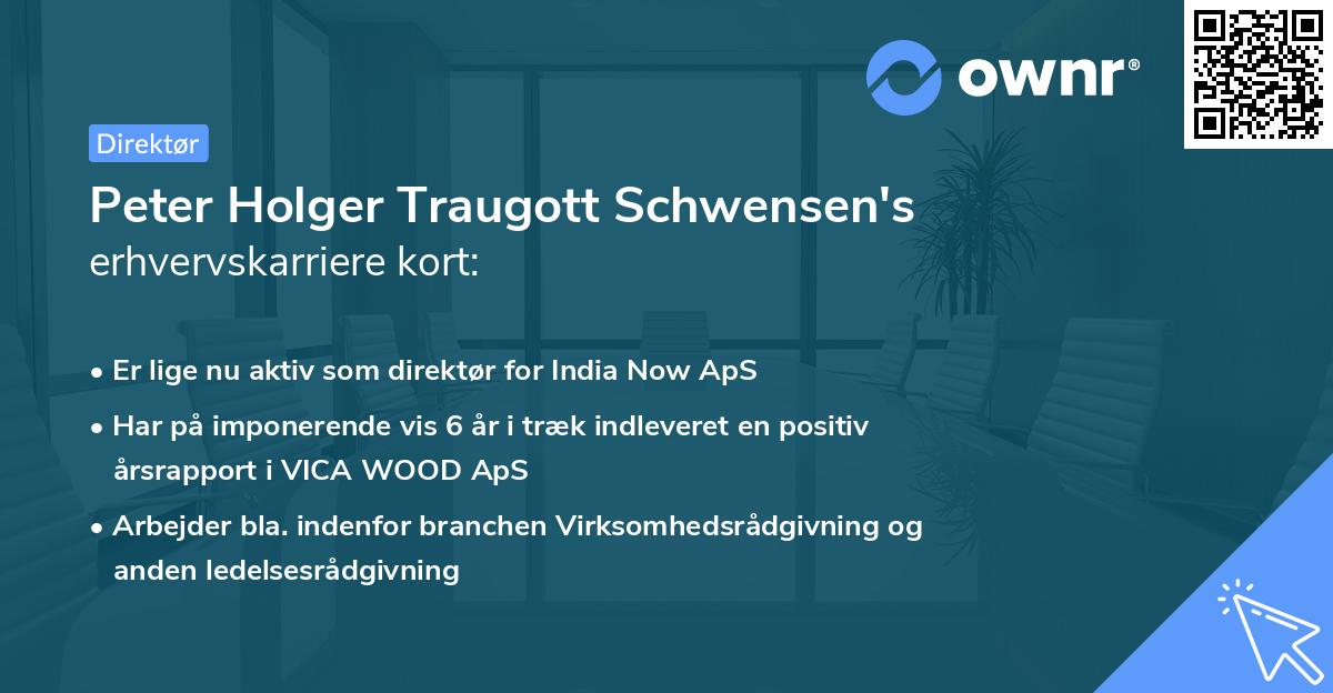 Peter Holger Traugott Schwensen's erhvervskarriere kort