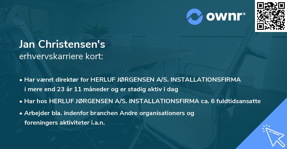 Jan Christensen's erhvervskarriere kort